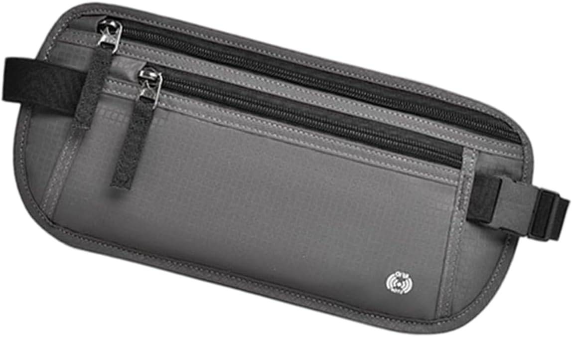 Marsupio dimagrante antifurto con protezioni bloccanti, tasche multiple, tessuto traspirante, perfetto per lo sport e l’uso quotidiano, borsa portaoggetti compatta, Grigio scuro