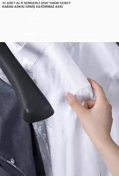Askıcı Siyah Plastik Geniş Omuzlu Süngerli Askı 10 ADET 'luaa-ASD34563234