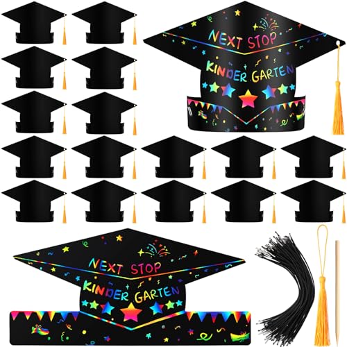 Qilery Graduation Paper Hat Craft Kit, 60 Set Black Scratch Grad ...