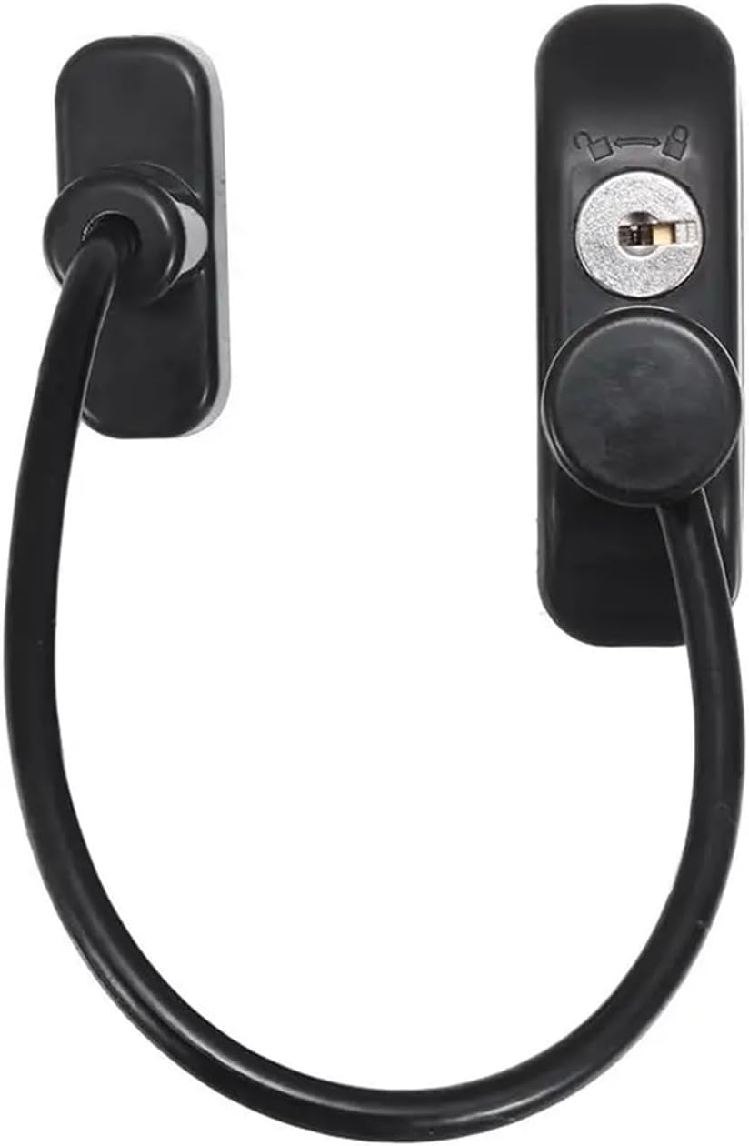 Door Window Lock Restrictor Security Lock Catch with Key White/Black Wire Window Limiter Home Hardware 1Pcs(White)