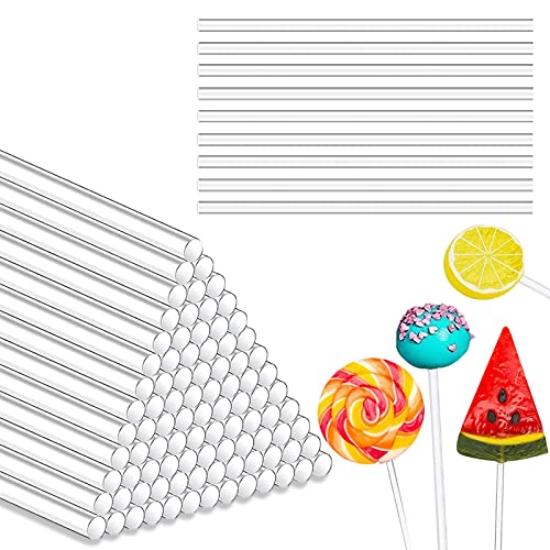 100 Stück Cake Pop Stiele, 10cm Wiederverwendbar Transparent Lutscherstäbchen Kuchen Pop Sticks, Acryl Lutscher Sticks, für Herstellung Von Kuchenlutschern, Desserts und Pralinen