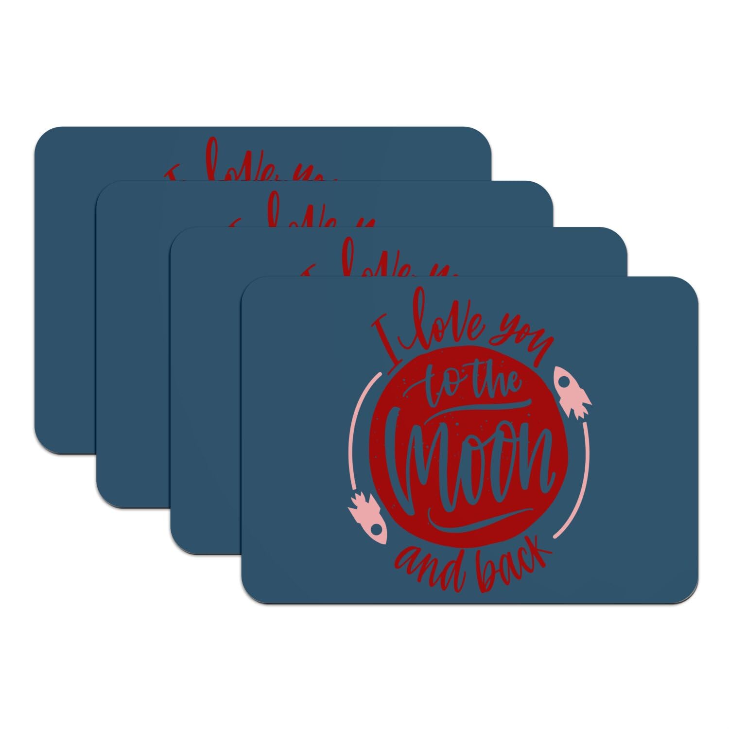 Lot de 4 sets de table bleu I Love You To The Moon pour déclarer votre amour