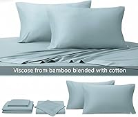 Vista 2 de Juego de sábanas sedosas y suaves de bambú-algodón híbrido, sábanas de cama 100 % de bambú-algodón.