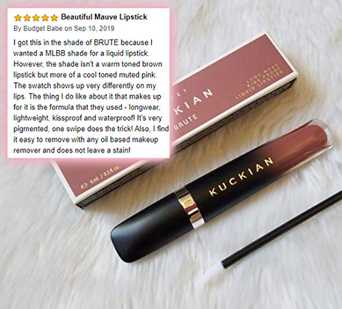 BRUTE - Brown, Mauve, Dusty Rose, Brown Lipstick - Liquid Velvet Supremé by Kuckian - Vitamin E, Cruelty Free, Vegan, Matte Lipstick, Long Lasting - Thumbnail 3