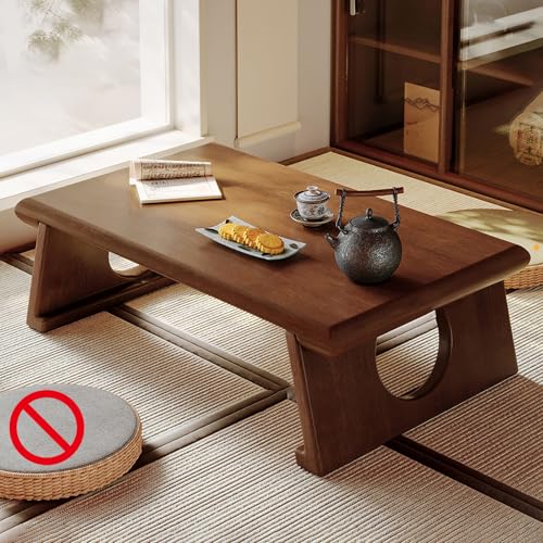 WYTTDBD 折りたたみ ローテーブル 無垢材 おしゃれ コーヒーテーブル 引き出し収納付き 60cm/70cm幅 高さ40cm 耐荷重50kg 和風 リビング センター サイド 和室 座卓 一人 単層-ウォールナット色 70x40x30cm