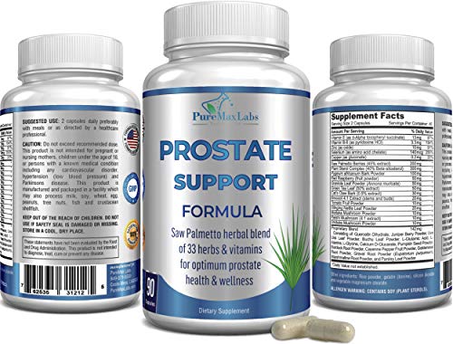 Prostate Support Formula For Men - Saw Palmetto, Plant Sterol, 33 Herbs, Bladder Control Pills To Reduce Frequent Urination & Dht Blocker To Prevent Hair Loss | Prostate Supplement | 90 Capsules #TOP4