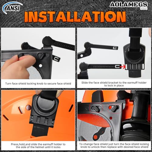 Orange Chainsaw Helmet with Face Shield and Ear Muffs by Aolamegs Safe - Image 8