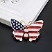 YOQUCOL Simulated Pearl Gold Tone United States American Flag Enamel Butterfly Brooch Pin