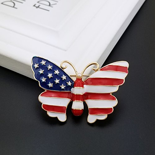Image of YOQUCOL USA Flag Womens Brooch Pin American Patriotic Enamel Brooches for Women Dress Accessories