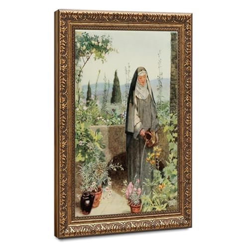 Toile Sainte Claire d'Assise décor murale salon chambre cadre suspendu 61x91cm