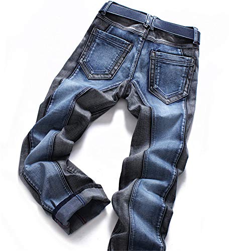 Aititia Men's Stretch Patchwork Slim Straight Fit Biker Jeans (34, Blue Gray) #TOP4