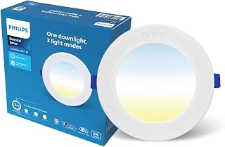 PHILIPS 6W AstraGlow 3in1 LED Downlight | Ultra Bright Slim Panel Light | Junction Box Compatible | Energy Efficient LED Ceiling Light for Home & Office | Pack of 1