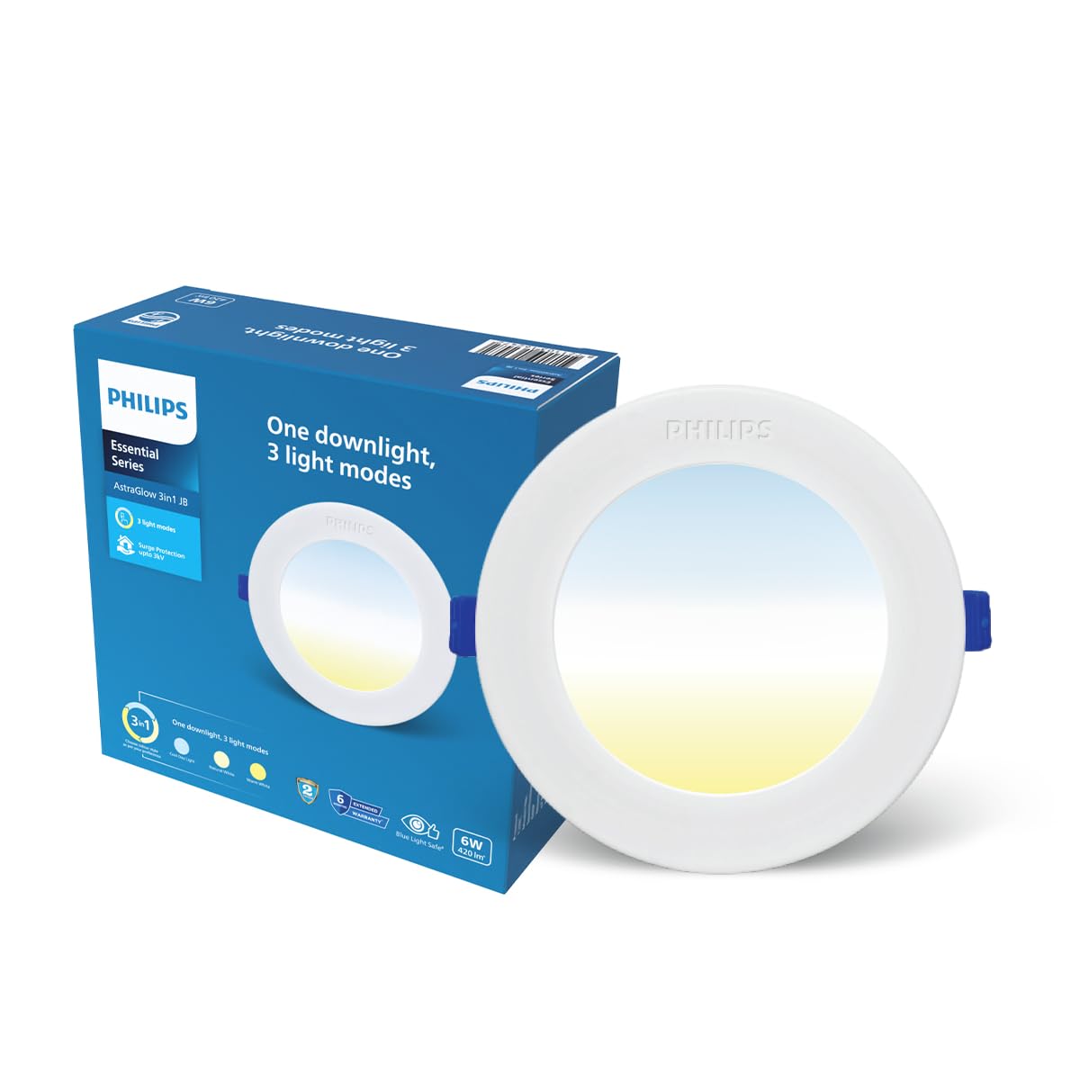 Philips 6W AstraGlow 3in1 LED Downlight | Ultra Bright Slim Panel Light | Junction Box Compatible | Energy Efficient LED Ceiling Light for Home & Office | Pack of 1-image-19