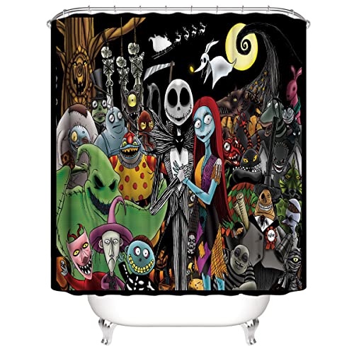 Dds-Dudes 4Pcs Nightmare Before Christmas Zombie Bride Jack Shower Curtain Sets Kids Bathroom Halloween Decor With 12 Curtain Hooks For Bathroom, Waterproof 71 X 71 Inch (D17) #TOP1