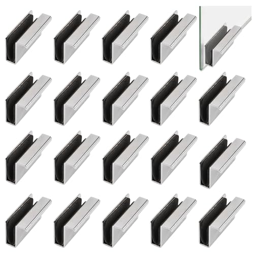 Image of 20Pcs Glass Finger Edge Pull Cabinet Finger Pull Handle Glass Door Clips Cabinet Latch Clamp Concealed Handle for Display Glasscase Door (Silver)
