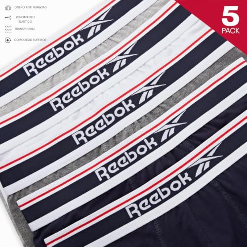 Pack de 5 Reebok Jay Trunks Hombre bóxers clásicos de algodón elástico 3