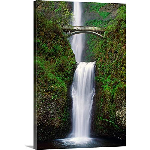 Multnomah Falls, Oregon, USA Canvas Wall Art Print, Waterfall Artwork