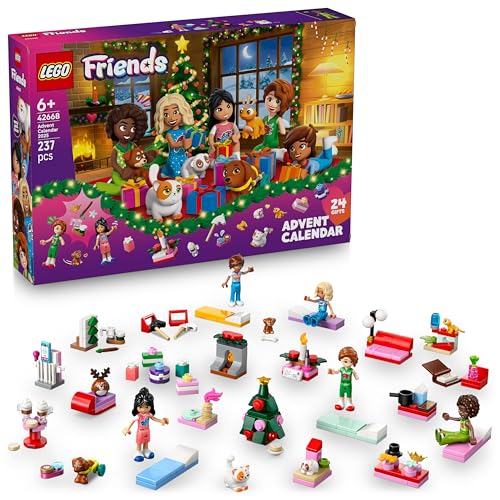 LEGO Friends Calendario dell’Avvento 2025 per Bambine da 6 Anni – Giocattoli per il Conto alla Rovescia di Natale con 24 Sorprese, tra cui 5 Mini Bamboline, 5 Animali Domestici e Accessori – 42668