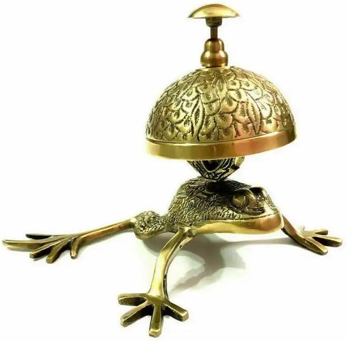Nautical Brass Desk Bell Frog Shape Handmade Table Desk Bell for Hotel Office Call Reception Decor Bell