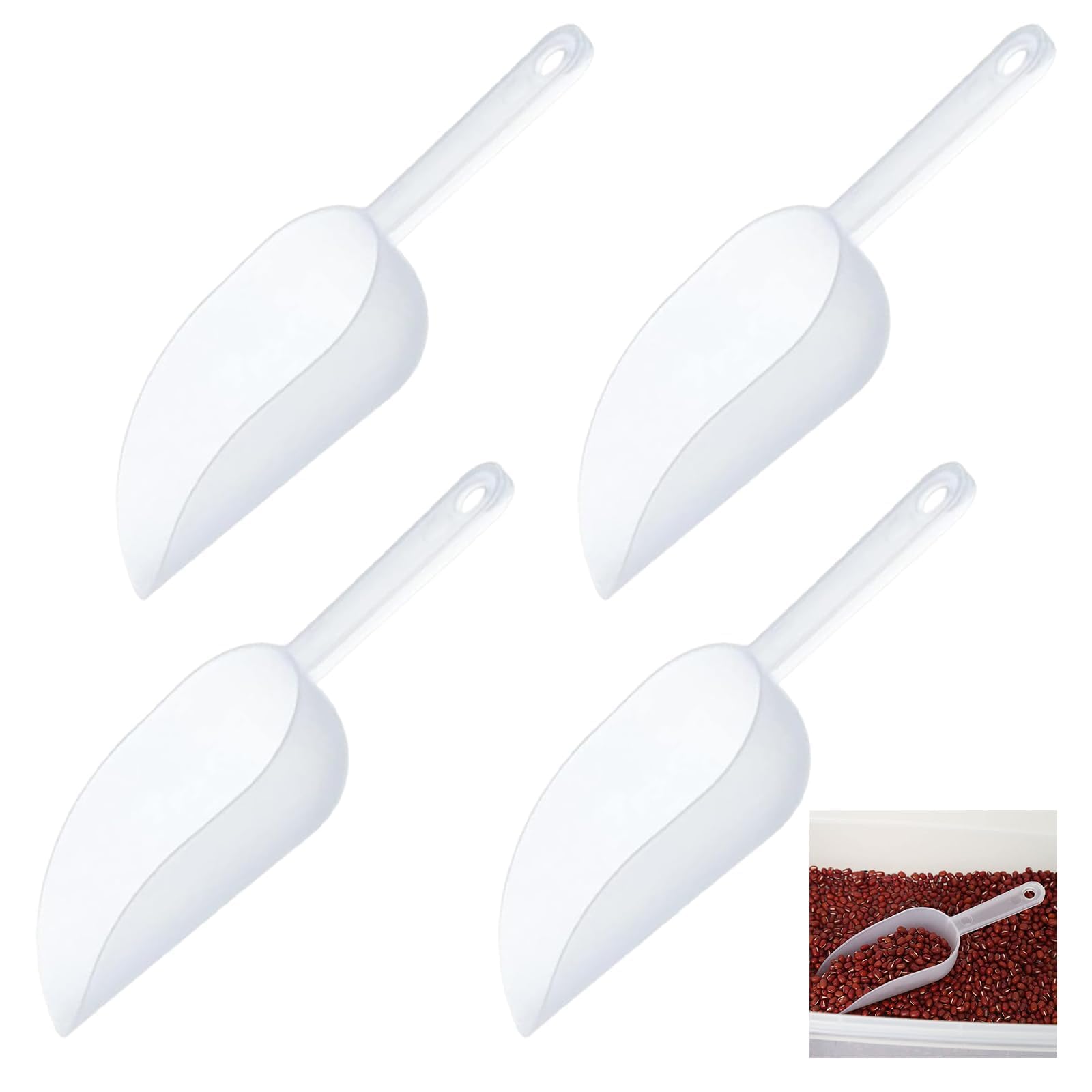 4 Pcs Ice Scoop, Candy Scoop, Multi-Purpose Scoops for Food, Kitchen Plastic Scoop, Rice Grain Ice Cream Flour Sugar Coffee Beans Melon Seeds Food Shovel for Bar Party Wedding Buffet