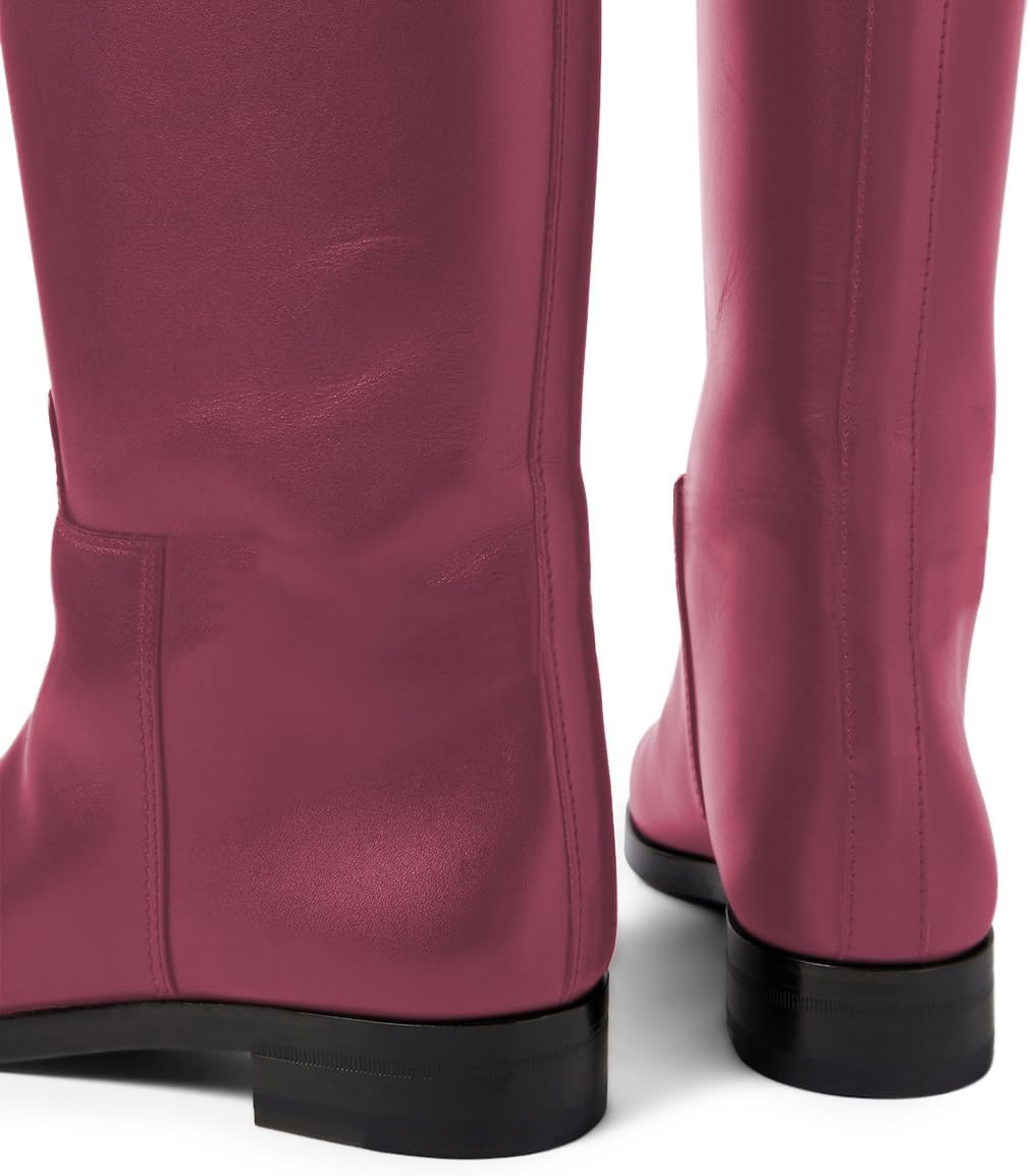YDN Womens Round Toe Wide Calf Flats Over the Knee Boots Elastic Pull On Low Heel Thigh High Boots Sexy Prom Nightclub Shoes Size 4-16 US
