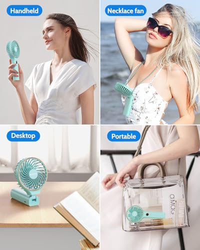 Image of SWEETFULL Handheld Fan, Portable Fan, 5000mAh Rechargeable Battery, 6 Speed Wind, LED Display, Personal Mini Travel Fan with Backup Power, Hand Held Fan USB Foldable Electric Fan for Women Girl
