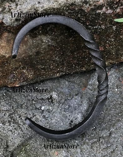 ARTIZANSTORE Twisted Iron Bracelet | Authentic Viking Accessory | LARP Cosplay & Theatrical Use | Iron Health Benefits | Durable Handcrafted Design | 5.67 x 3.74 x 1.34 Inches2
