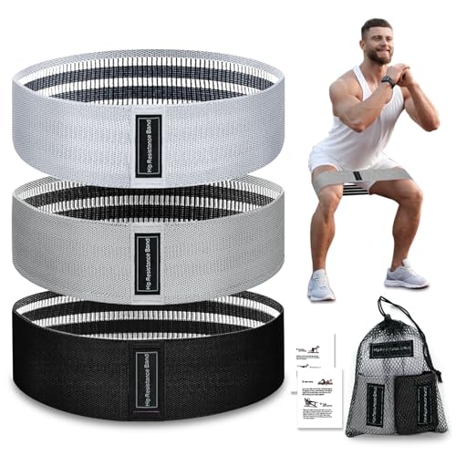Image of Exercise Bands, 3 Levels Fabric Resistance Bands for Working Out, Workout Bands Resistance for Women & Men, Multi-Colored Fabric Booty Bands for Leg Strength Training, Rehab, Yoga