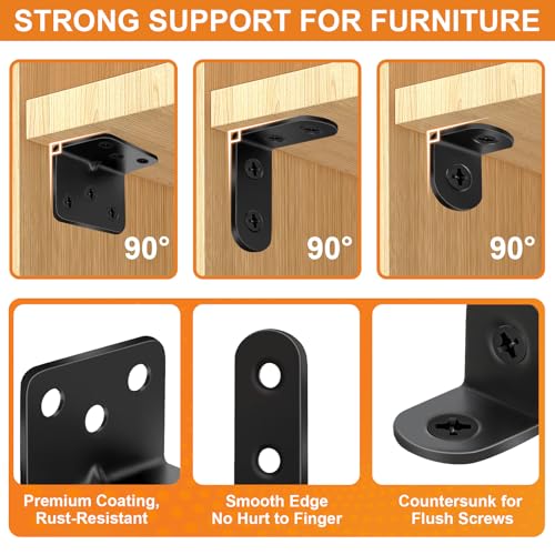 image for FATLODA 26PCS L Bracket Corner Brace Kit, 3 Sizes Stainless Steel L Br