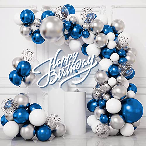 Rubfac 87Pcs Metallic Blue Balloons Latex Balloons Different Sizes 18 12 10 5 Inches Metallic Blue Party Balloon Kit For Birthday Graduation Baby Shower Wedding Holiday Celebration Decorations #TOP4