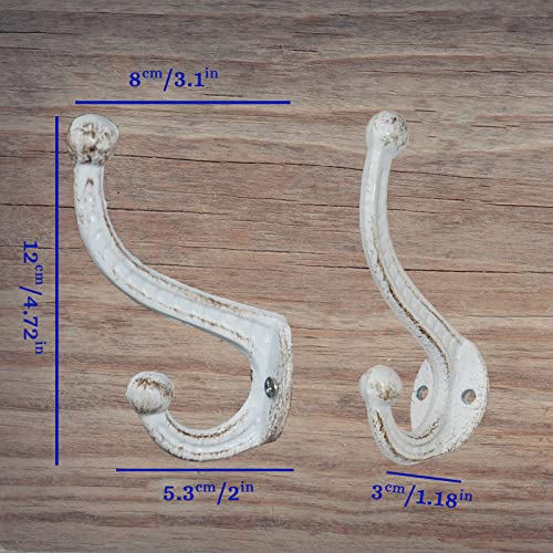 Ymaiss 6 Sets Rustic White Cast Iron Hooks Wall Mounted Hooksantique Old Shabby Chic Cast Iron Hooks,Vintage Inspired Coats, Bags, Hats, Towels,Matching Screws Included #TOP1