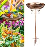 Gaethra Vogeltränke Stehend, Vogelbad Garten, 27.5cm Wassertränke für Vögel, Antike Vogeltränke Futter Wasserschale, Metall Vogeltränken für Garten, Balkon
