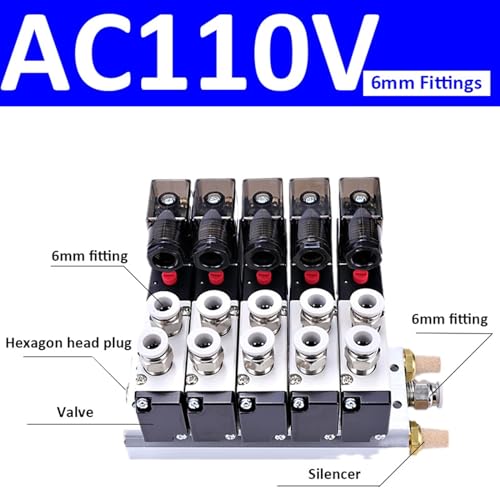 Électrovanne 4V210-08 AC110V à 11 stations avec raccords de 6mm