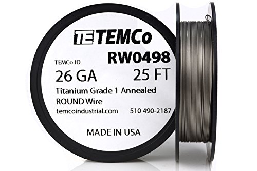 TEMCo Titanium Wire 26 Gauge 25 FT Surgical Grade 1 Resistance AWG ga