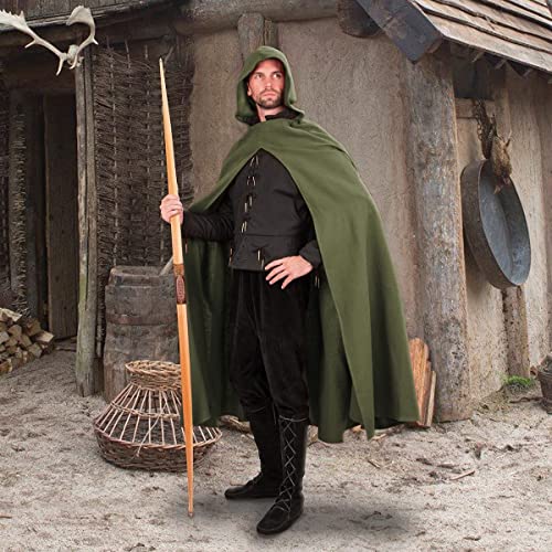 Jpxh Renaissance Hooded Cape Witch Cloak With Hood Medieval Hobbit Halloween Costume-Green thumb #1