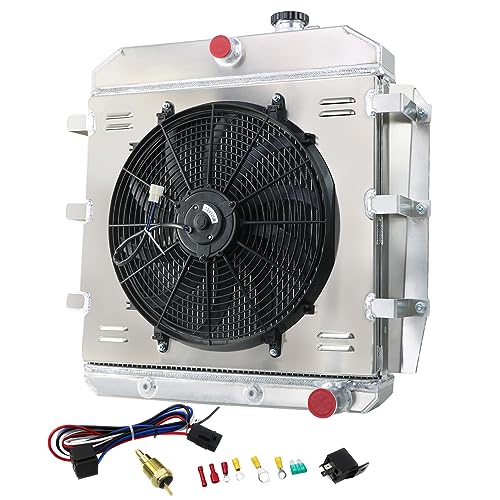 3Row Radiator for 1955-1959 Chevy Truck Pickup Suburban with Shroud Fan and Relay 1956 1957 1958