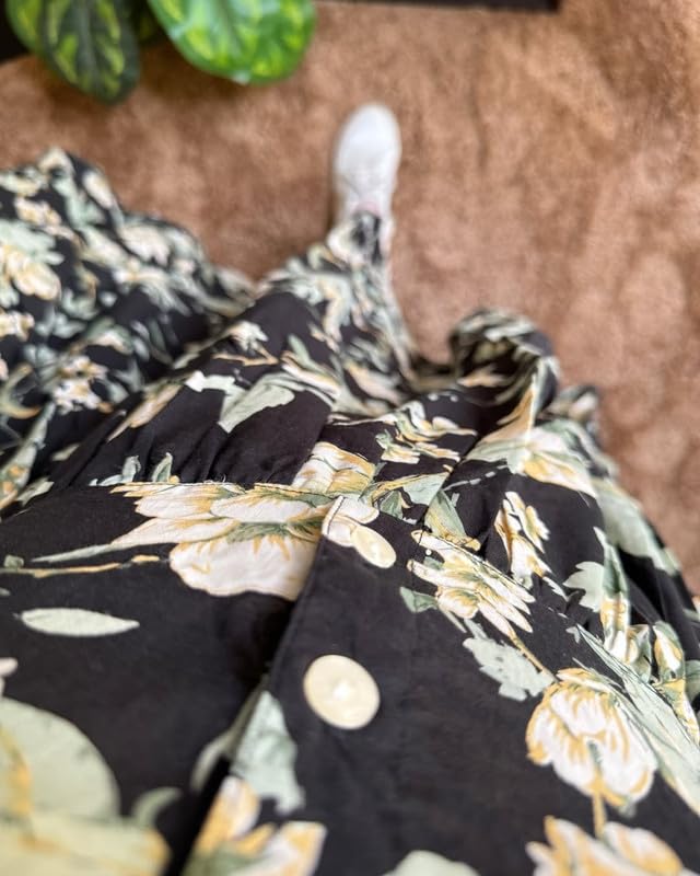Image of Floral Midi Dress for Women - Summer Boho Dress, Lightweight & Breathable, Elegant Floral Print, Casual & Vacation Outfit, Comfortable Flowy Dress for Women