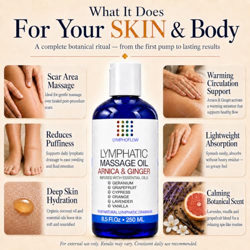 Image of Bruizex Lymphatic Drainage Massage Oil, Arnica & Ginger, 8.5 Oz