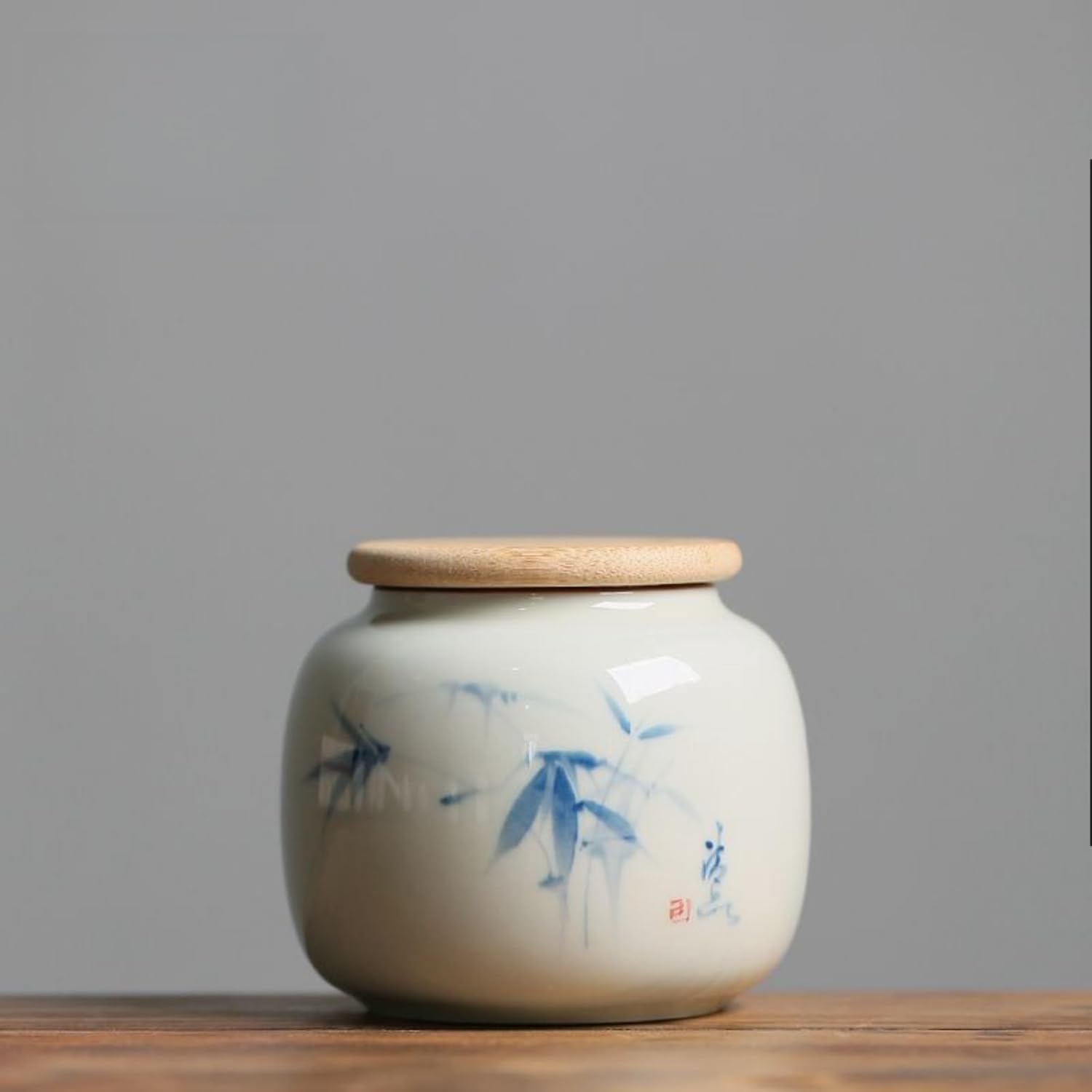 Hand-drawn Orchid Ceramics Tea Canister, 200ml 6.8oz, Household Storage Tank Sealed Storage Tank