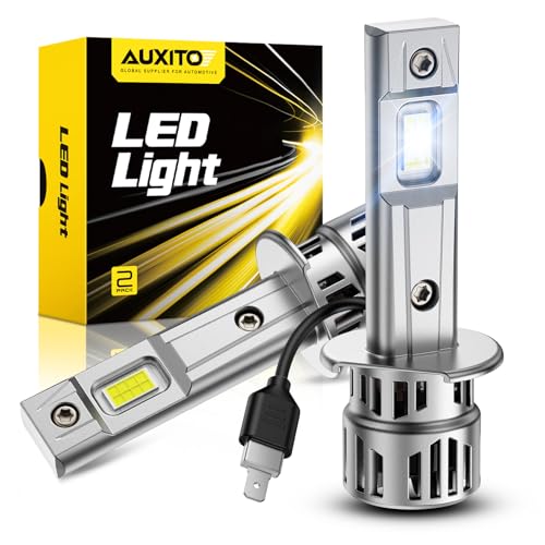 AUXITO H1 Bulbs, 1000% Brighter 6500K White Illumination, Factory Halogen Size Match, Simple Plug and Play, 99% Vehicle Compatible, Pack of 2