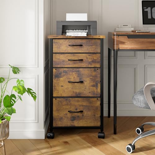 Image of DurayLoly 4-Drawer Rolling File Cabinet Fits A4 Letter Size For Home Office