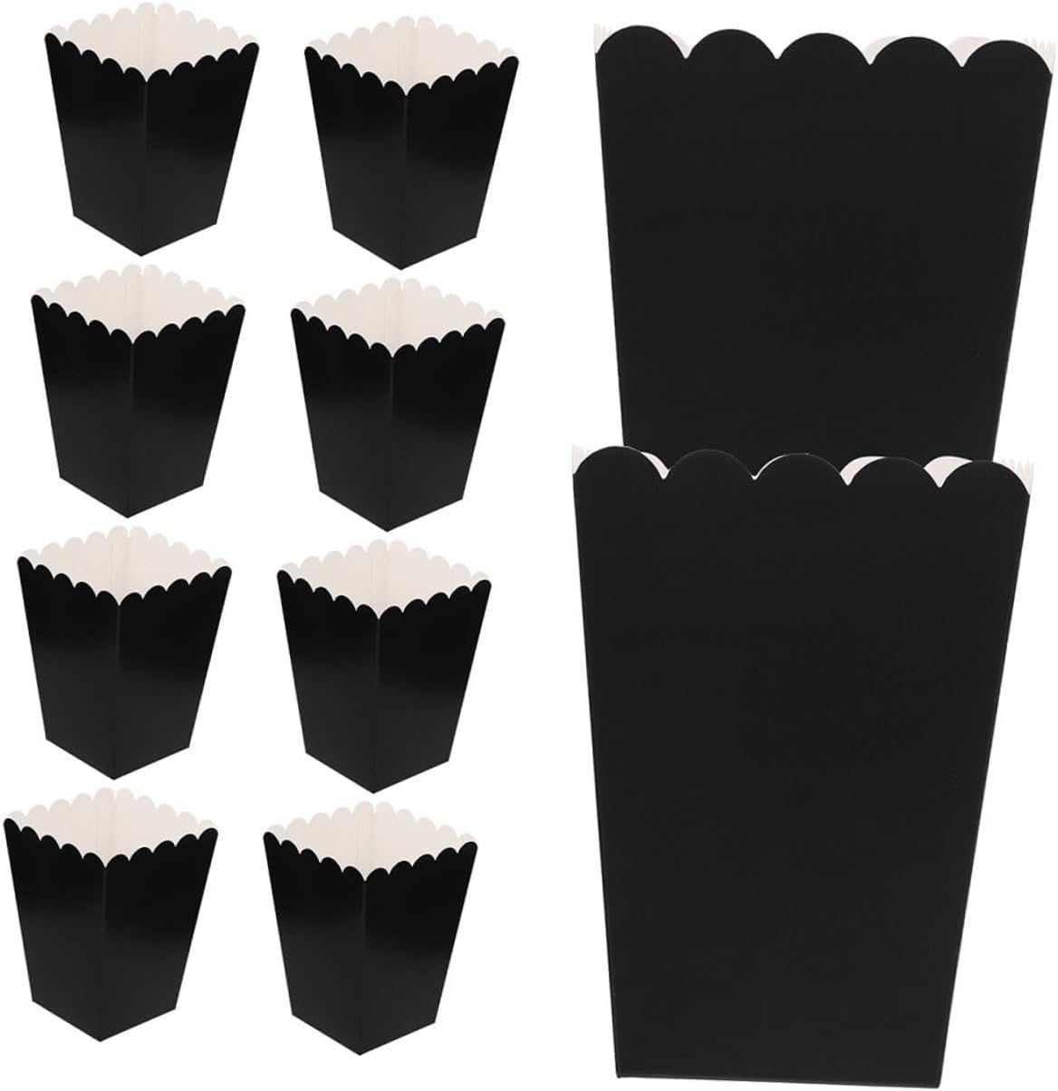 CONGARTENO 100pcs Black Paper Popcorn Boxes Empty Popcorn Containers Decorative Snack Bowls for Movie Night Party Wedding Favor Food-grade Paper