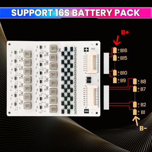 Image of amiciSolar 16S 2A Active Balancer Board for LFP LiFePO4 Lithium Li-ion Lipo LTO Battery Packs - Inductive Energy Equalization for 3.0V~4.2V Cells, Efficient Voltage Balancing