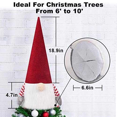 Gnome Christmas Tree Topper, 24 Inch Large Swedish Tomte Gnome Christmas Tree Ornaments Santa Gnomes Plush Nisse Gnome Christmas Decorations Xmas Tree Topper Holiday Home Decor #TOP5