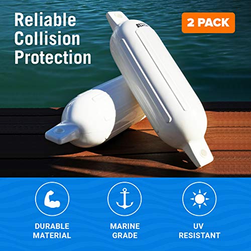 Image of Boat Fenders for Docking, 23 inch x 6.5 inch Inflatable Black Boat Bumpers