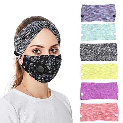 Bohend Sports Button Headband Wide Solid Sports Yoga Head Wrap Headwear Elastic Outdoor Yoga Athletic Hair Accessories for Women and Girls (A)