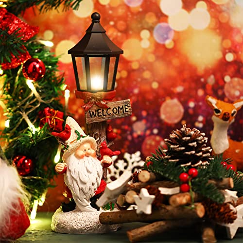 Christmas Table Centerpieces, 4 Pcs 10 Inch Santa Snowman Centerpieces With Light Up Streetlights, Santa Glowing Lamppost Led Battery Operated Lighted Christmas Village Display For Home Table Ornament #TOP4