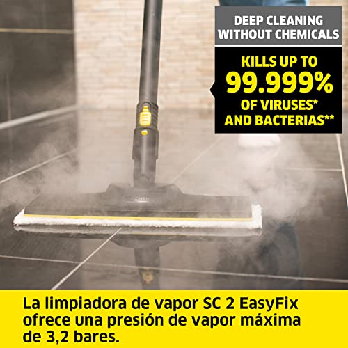 Karcher-SC-2-EasyFix-Limpiadora-de-Vapor-para-el-Hogar-con-Kit-de-Limpieza-de-Suelos-EasyFix-2-Tubos-de-Prolongacion-Accesorios-Vaporeta-Limpieza-sin-Detergentes-Negro-Amarillo-1512-0500 Karcher-SC-2-EasyFix-Limpiadora-de-Vapor-para-el-Hogar-con-Kit-de-Limpieza-de-Suelos-EasyFix-2-Tubos-de-Prolongacion-Accesorios-Vaporeta-Limpieza-sin-Detergentes-Negro-Amarillo-1512-0500