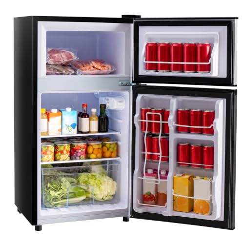 Image of OLIXIS 3.2 Cu.Ft Mini Fridge with Freezer, Small Refrigerator, Black