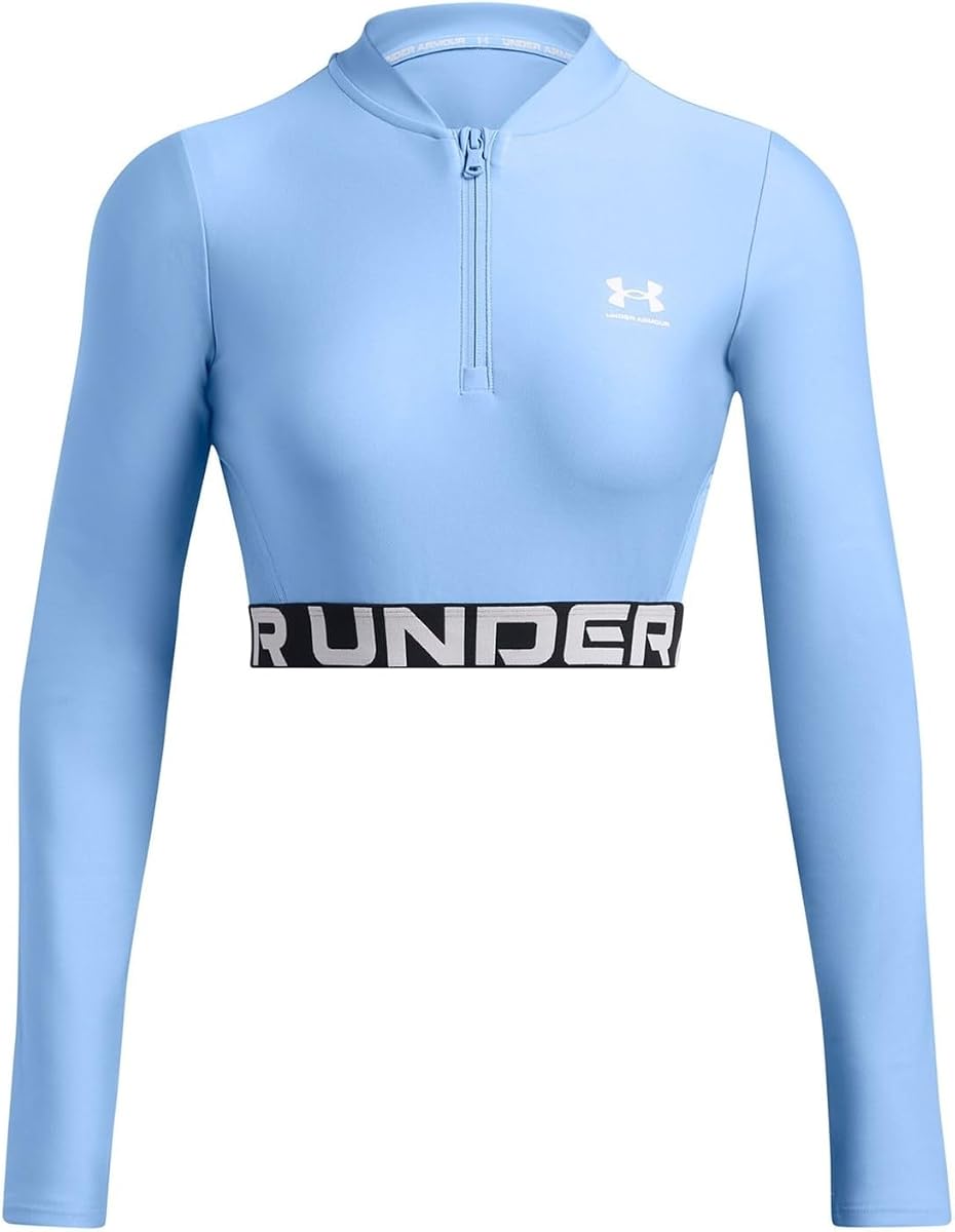 Under Armour - Womens HeatGear Rib 1/4 Zip Long Sleeve Sweater, Color Horizon Blue (465), Size: Large
